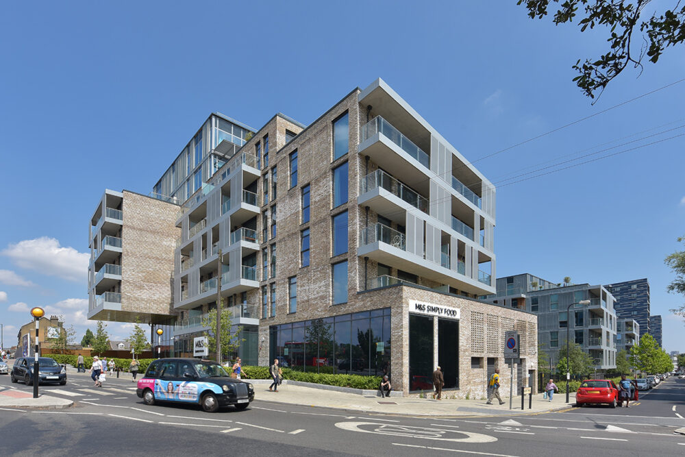 architecture photo of apartments and M&S in London