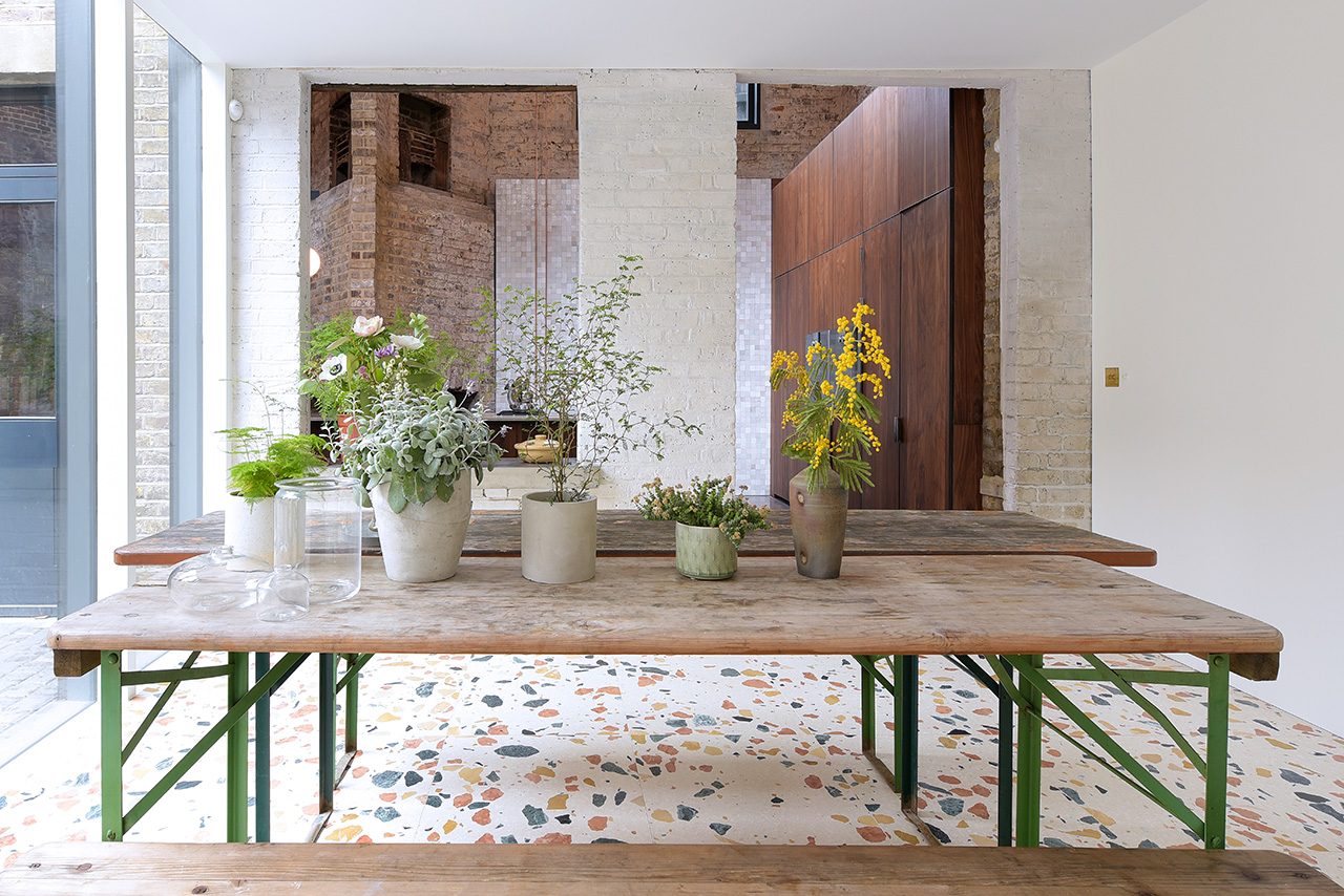 White brick work interior design renovation