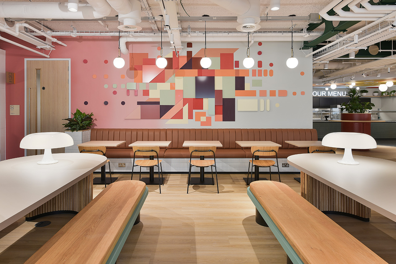 square artwork design in food area
