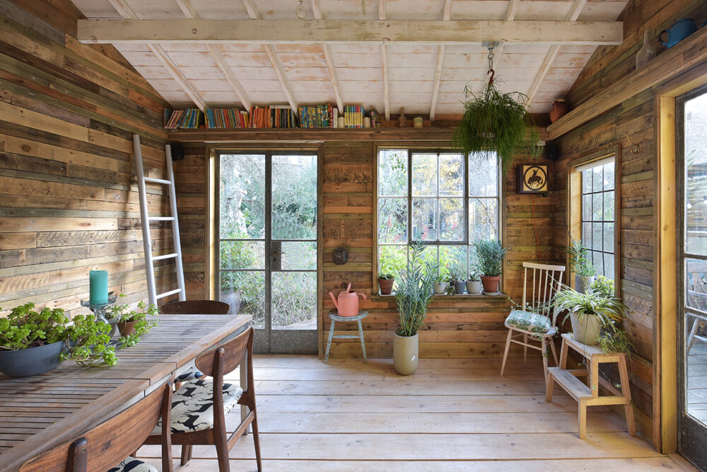 garden shed interior photographed by London based Architectural Interior Photographer